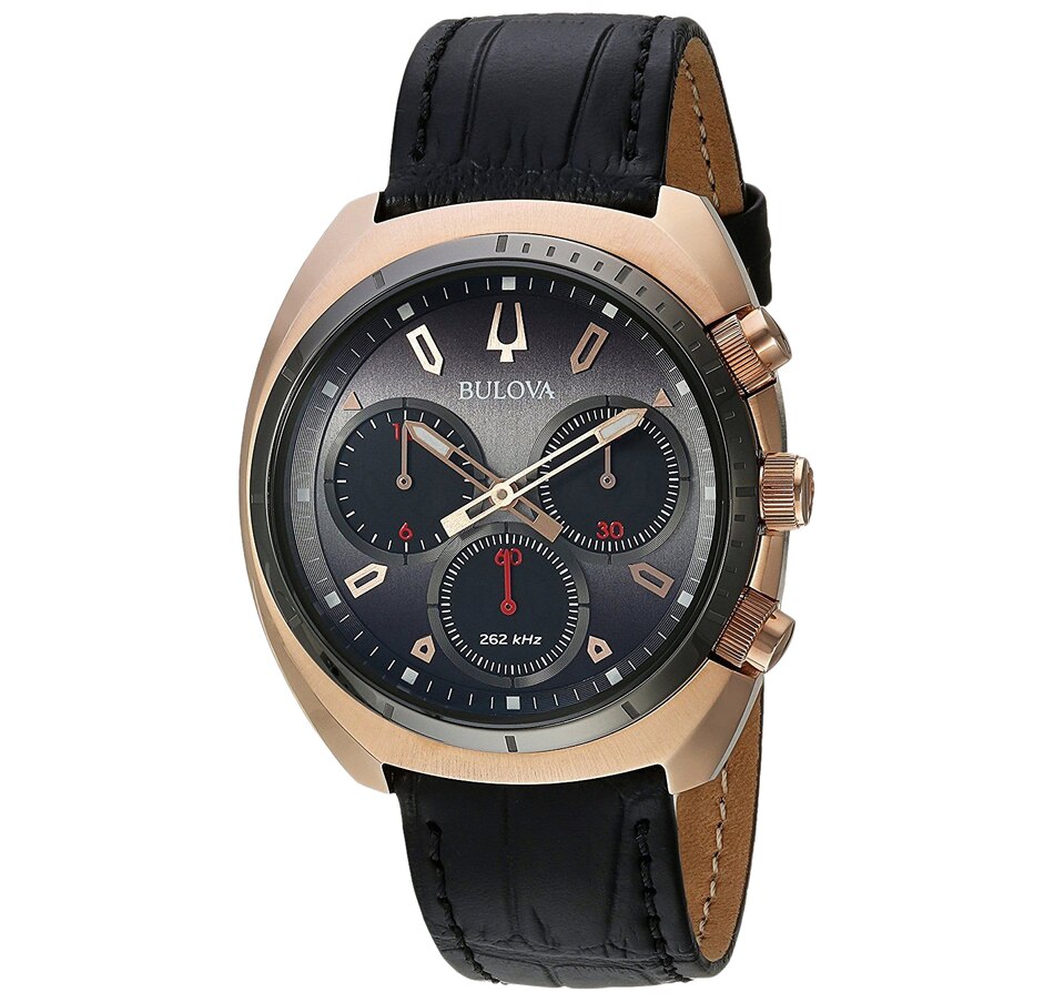 Jewellery - Watches - Men's - Bulova CURV Black Leather Strap Quartz ...