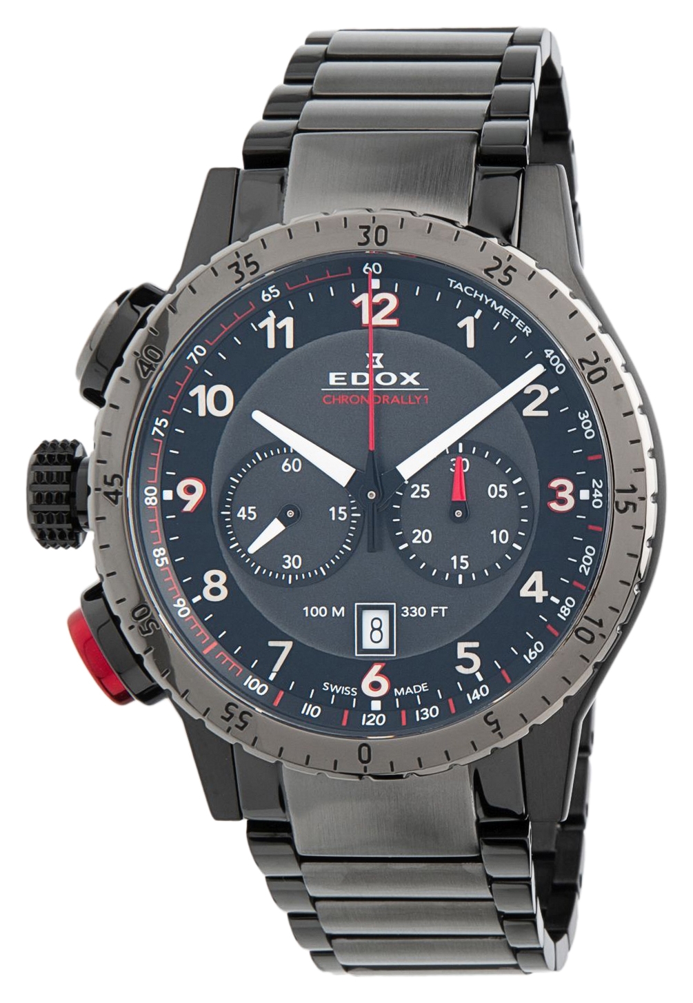 Edox CHRONORALLY 1 Chronograph Stainless Steel Watch With Black