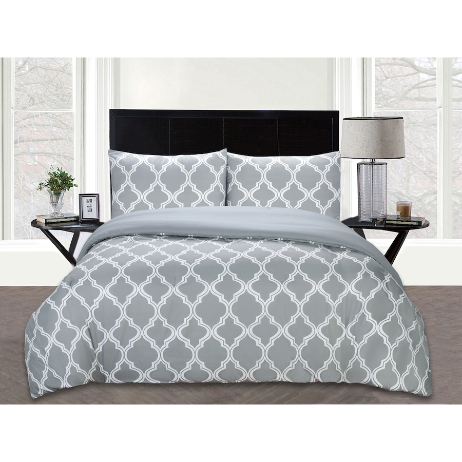 Image 483923_GRY.jpg, Product 483-923 / Price $29.33, St. Clair 3-Piece Quatrefoil Print Reversible Comforter Set from St. Clair Bedding on TSC.ca's Home & Garden department
