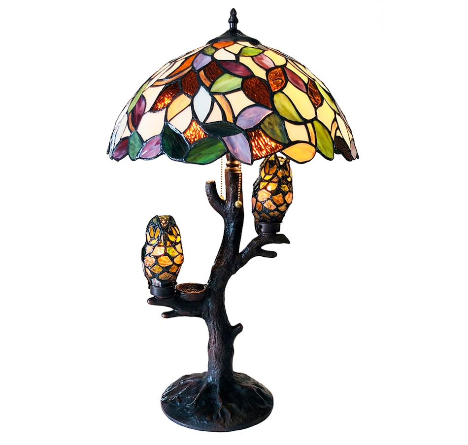 Tsc Ca Tiffany Style Owl Triple Lit Table Lamp