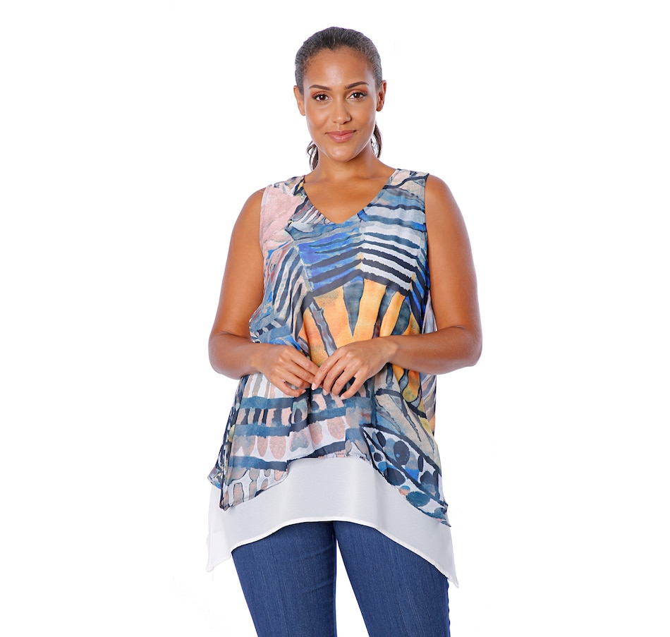 Clothing & Shoes - Tops - T-Shirts & Tops - Marallis Layered Chiffon ...