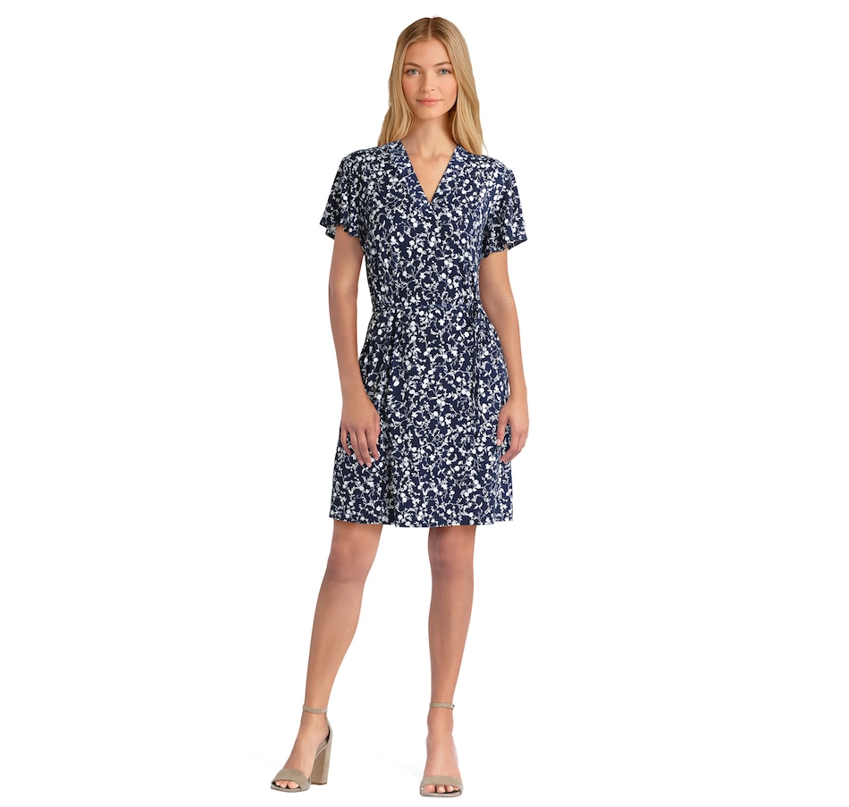 Image 484427_NVF.jpg, Product 484-427 / Price $19.33, Isaac Mizrahi New York V-Neck Flutter Sleeve Dress With Tie Belt from Isaac Mizrahi New York on TSC.ca's Fashion department