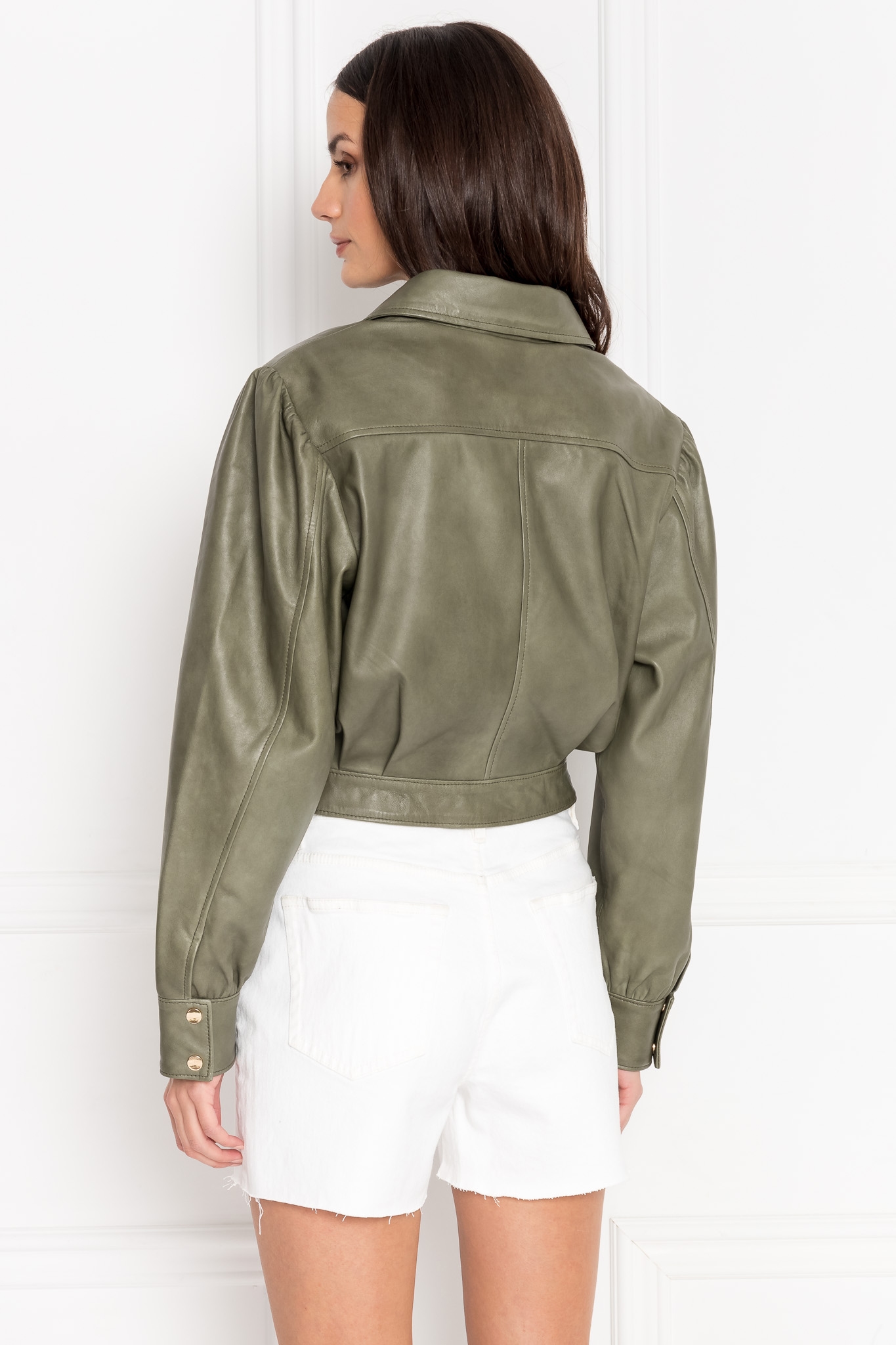 lamarque cropped leather jacket
