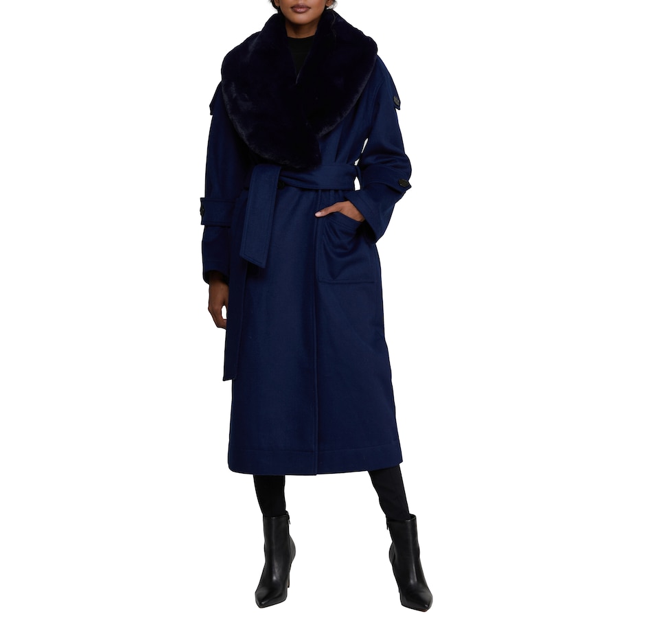 Image 484657_NVY.jpg, Product 484-657 / Price $139.33, Badgley Mischka Paige Triple Breasted Jacket with Removable Faux Fur from Badgley Mischka on TSC.ca's Fashion department