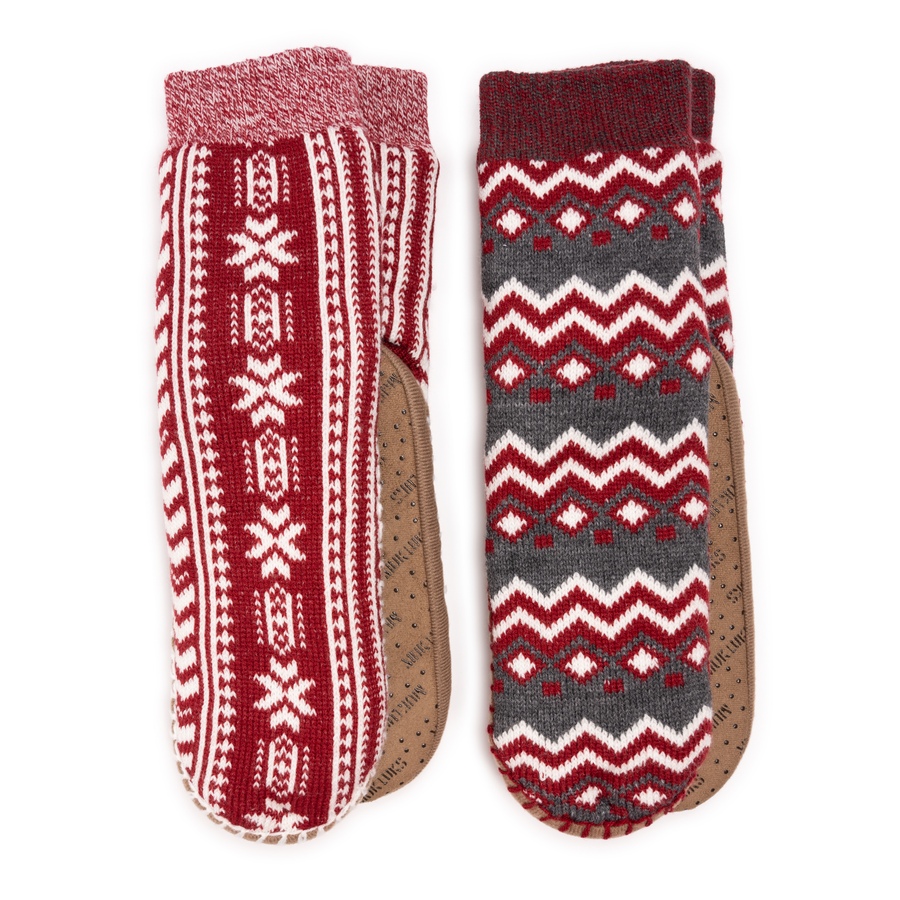 Image 484695_RED.jpg, Product 484-695 / Price $14.88, Muk Luks Aloe Infused Sherpa Lined Slipper Socks (2-pack) from Muk Luks on TSC.ca's Fashion department