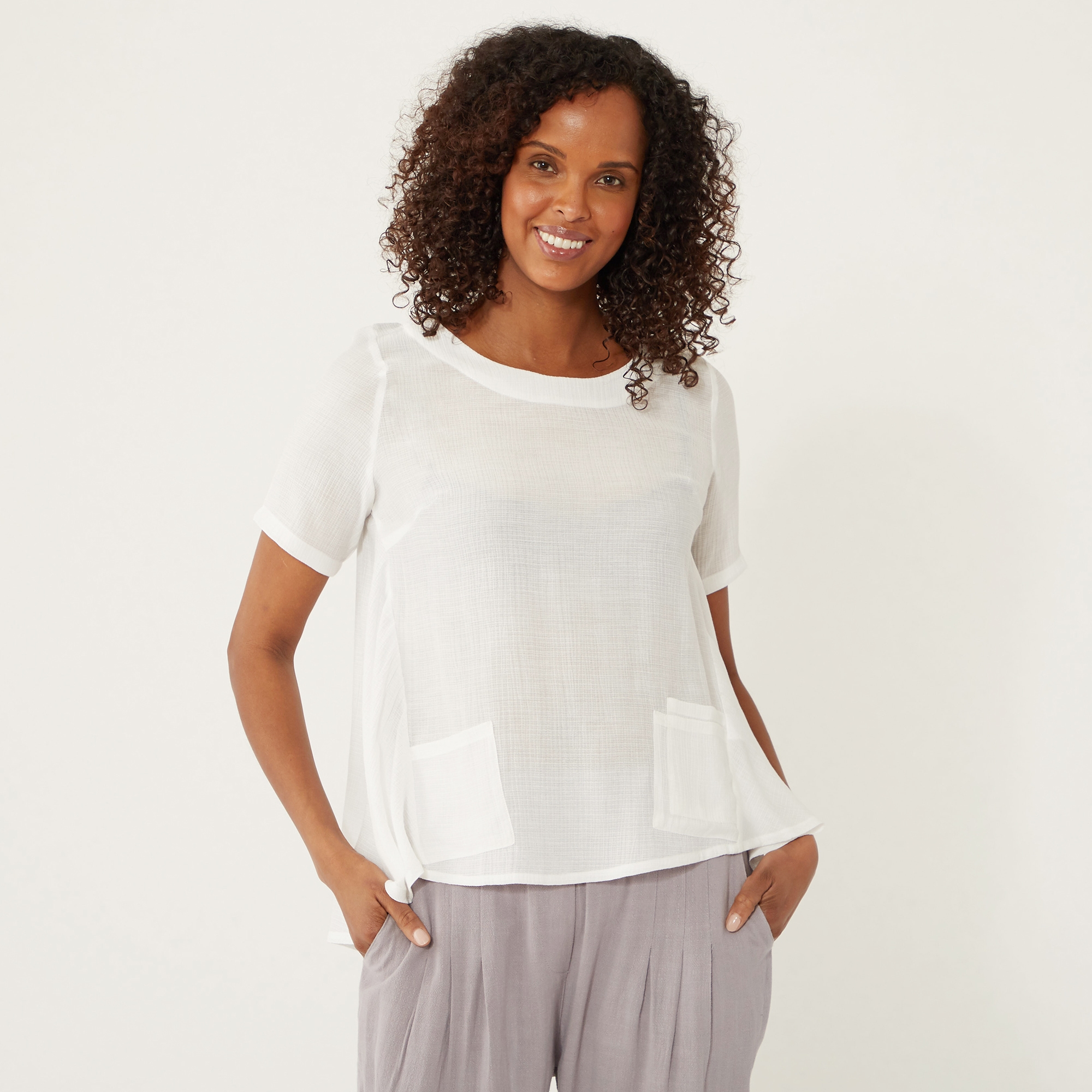 Red Coral Linen-Like High Low Pocket Top - TSC.ca