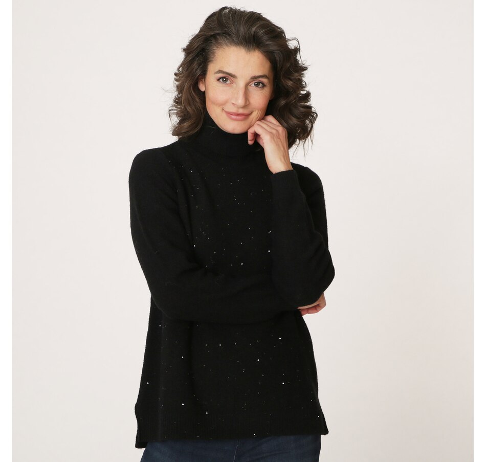 Image 484807_BLK.jpg, Product 484-807 / Price $29.33, Diane Gilman Sequin Front Turtleneck Sweater from DG2 by Diane Gilman on TSC.ca's Fashion department