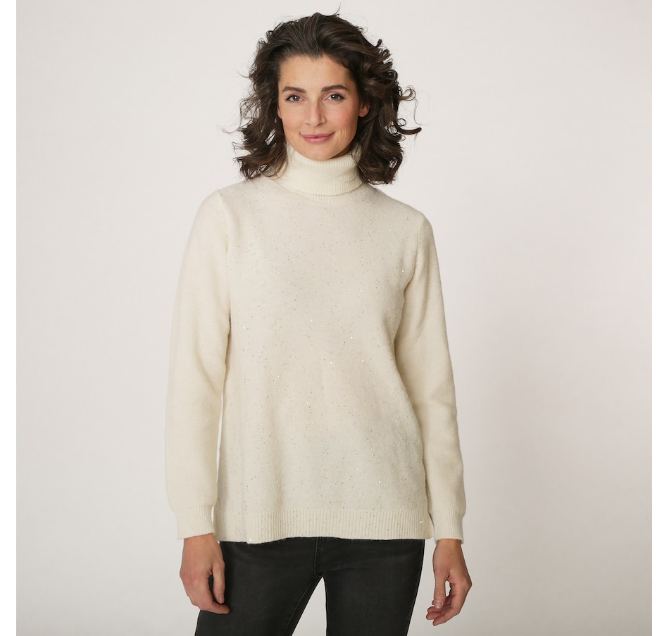 Image 484807_IVR.jpg, Product 484-807 / Price $29.33, Diane Gilman Sequin Front Turtleneck Sweater from DG2 by Diane Gilman on TSC.ca's Fashion department