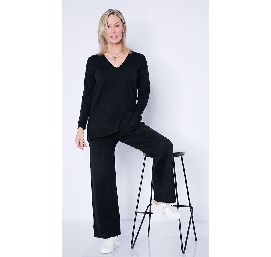 Image 485033_BLK.jpg, Product 485-033 / Price $69.33, Brian Bailey 2-Piece Sweater Knit V-Neck Tunic and Pant Lounge Set from Brian Bailey on TSC.ca's Fashion department