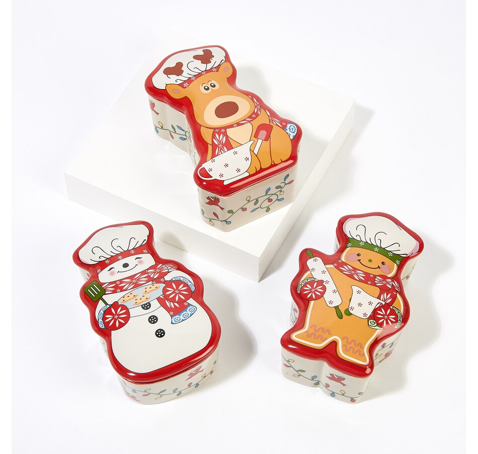 Set of 3 Christmas Bakeware Christmas Ramekins Holiday Bakeware Holiday  Ramekins Temptations Holiday Bakeware Gingerbread Ramekins 