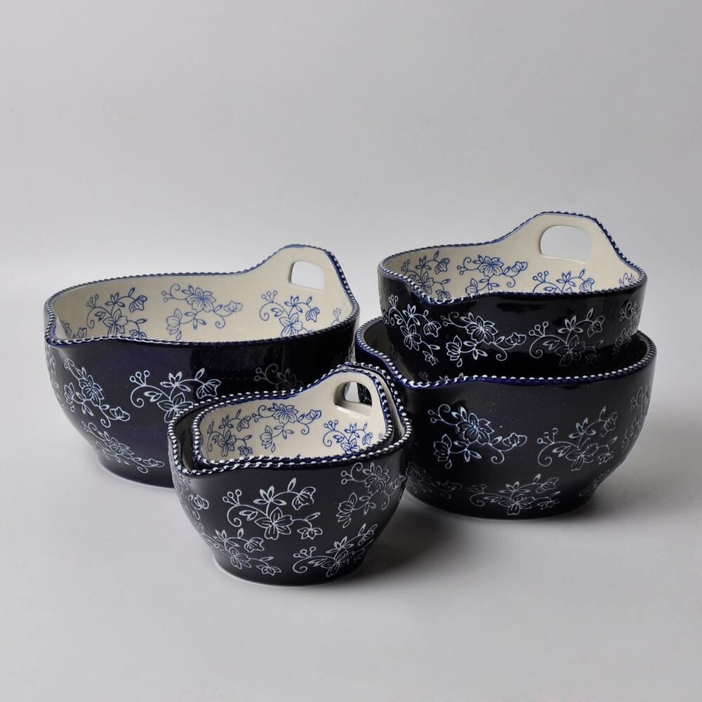 Floral Lace Blue Temp-tations Sugar Bowl AND Creamer Set Table Accessories 