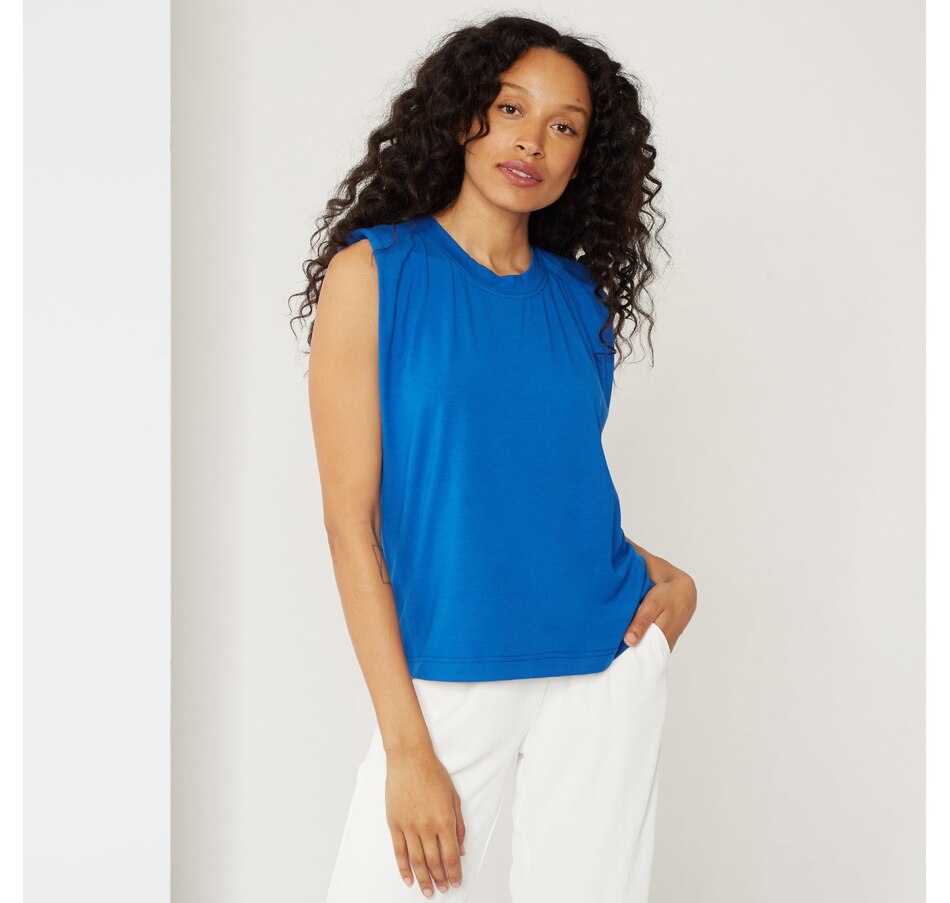 Image 485427_ID.jpg, Product 485-427 / Price $49.33, Tracy Moore Designed by Freda’s Sleeveless Shoulder Detail Top from Tracy Moore Designed by Freda's on TSC.ca's Clothing & Shoes department