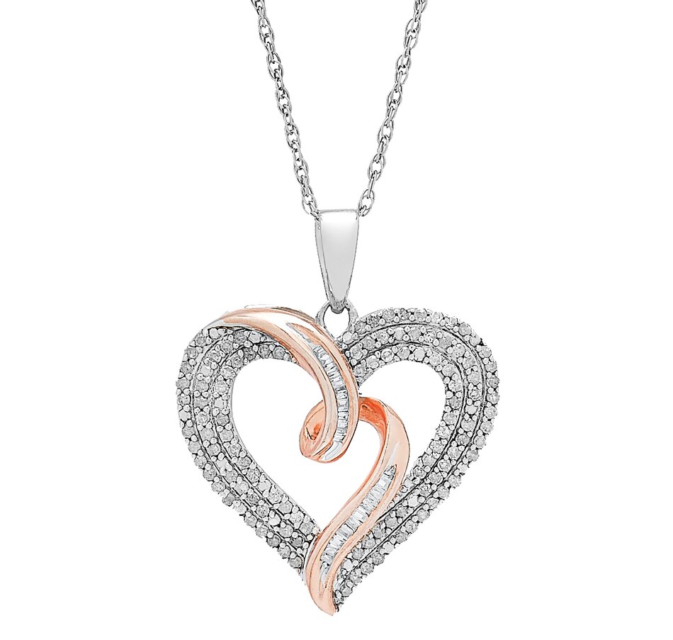 Image 485517.jpg, Product 485-517 / Price $169.99, Colours of Diamonds Sterling Silver/18K Yellow Gold White Diamond Heart Pendant from Colours of Diamonds on TSC.ca's Jewellery department