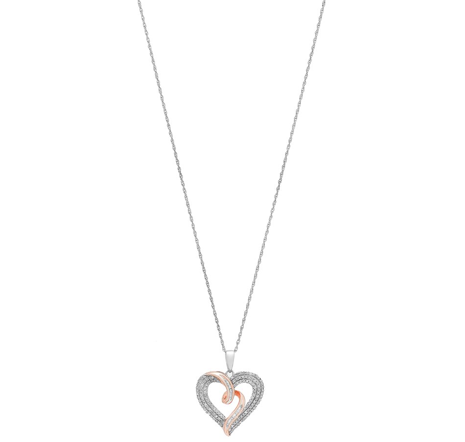 Image 485517_ALTMORE1.jpg, Product 485-517 / Price $169.99, Colours of Diamonds Sterling Silver/18K Yellow Gold White Diamond Heart Pendant from Colours of Diamonds on TSC.ca's Jewellery department