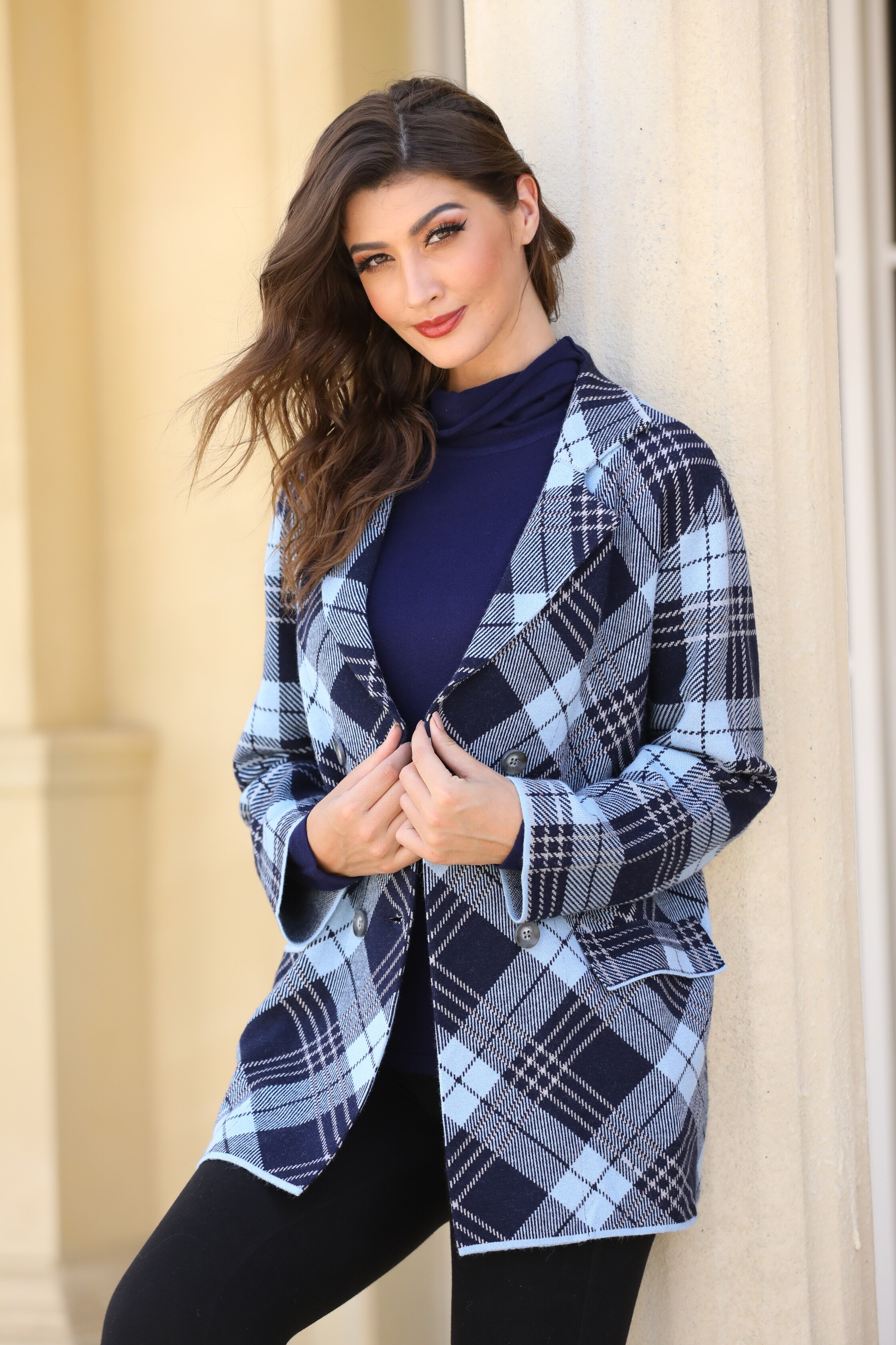 orange plaid cardigan