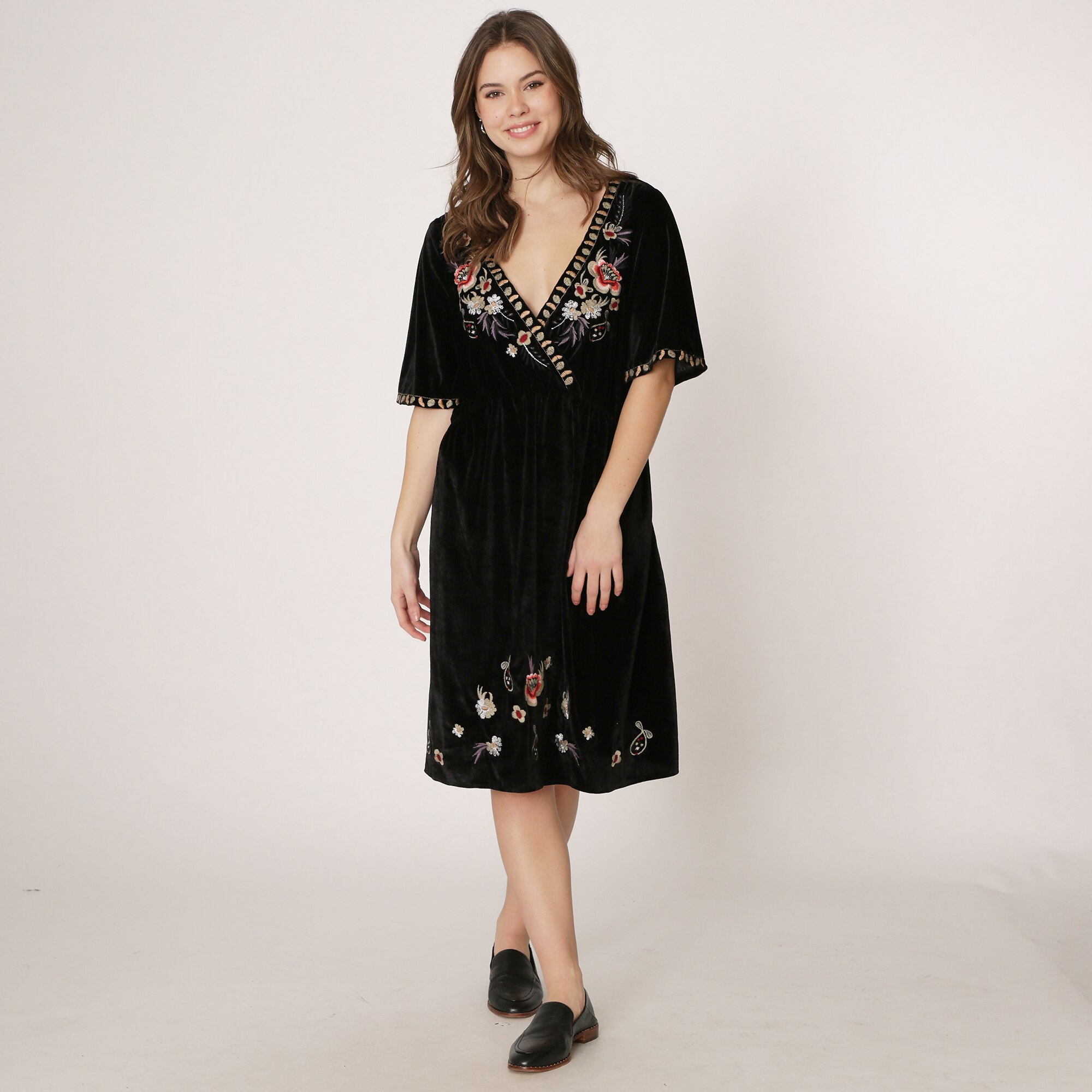 Navy velvet outlet wrap dress