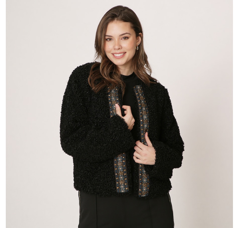 Image 486027_BLK.jpg, Product 486-027 / Price $49.88, Celestial Blue Faux Fur Jacket With Embellished Trim from Celestial Blue on TSC.ca's Fashion department