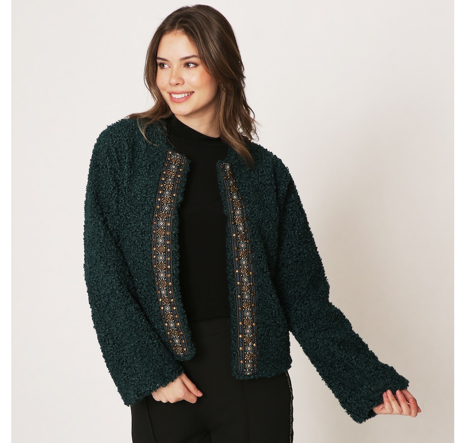 Image 486027_EMR.jpg, Product 486-027 / Price $49.88, Celestial Blue Faux Fur Jacket With Embellished Trim from Celestial Blue on TSC.ca's Fashion department