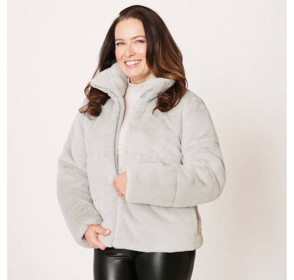 Clothing & Shoes - Jackets & Coats - Puffer Jackets - Regal Faux Furs Faux  Bunny Puffer Jacket With Funnel Collar - Online Shopping for Canadians
