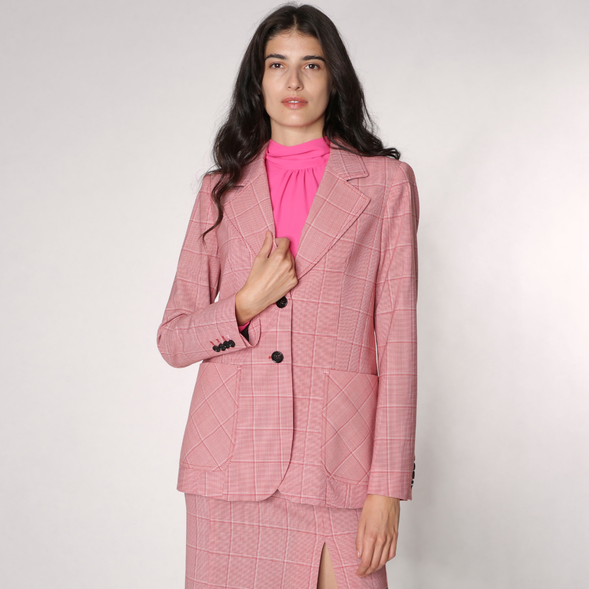 Pink tartan blazer sale