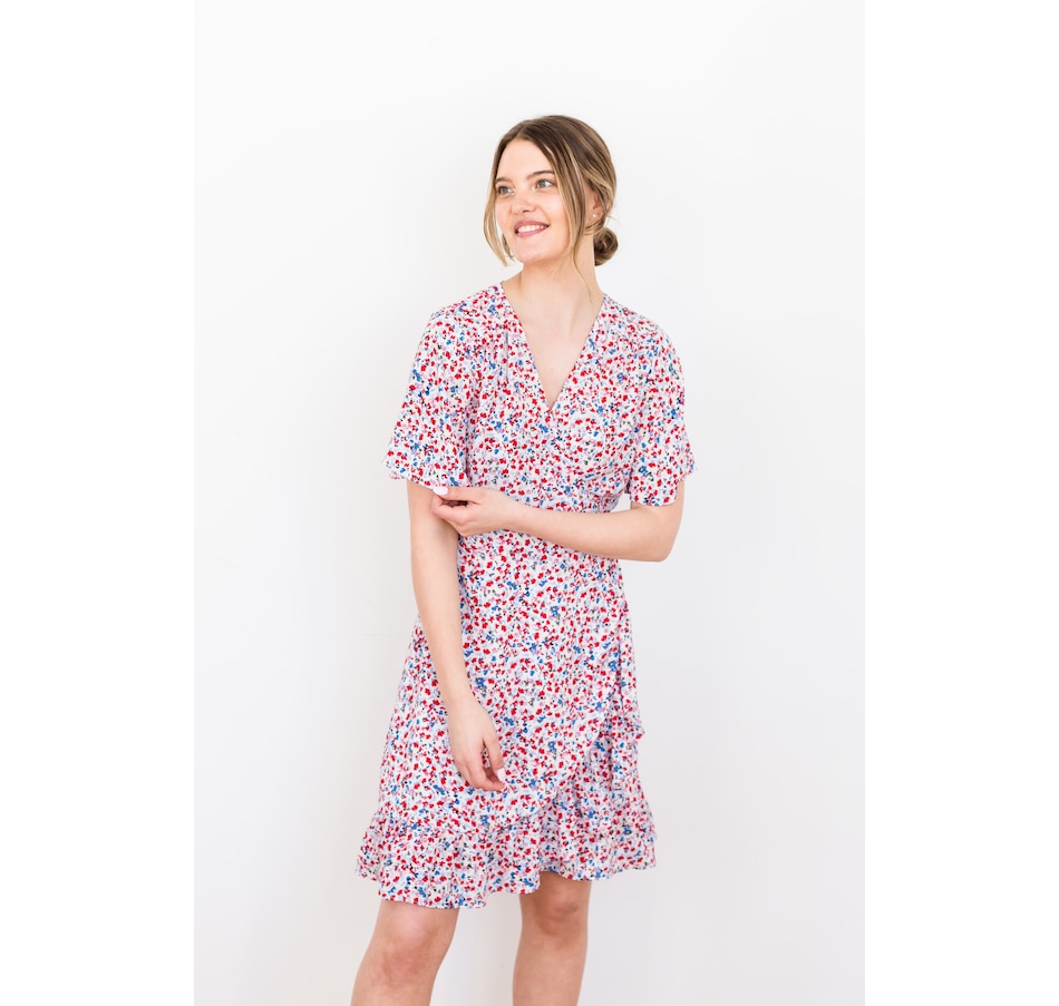 Clothing & Shoes - Dresses & Jumpsuits - Nado Floral Wrap Ruffle Dress ...