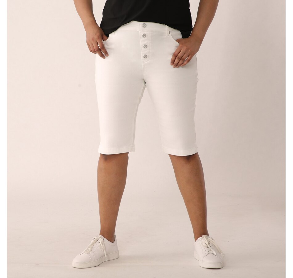 Image 486298_WHT.jpg, Product 486-298 / Price $19.33, Diane Gilman Faux Button Front Bermuda Short from DG2 by Diane Gilman on TSC.ca's Fashion department