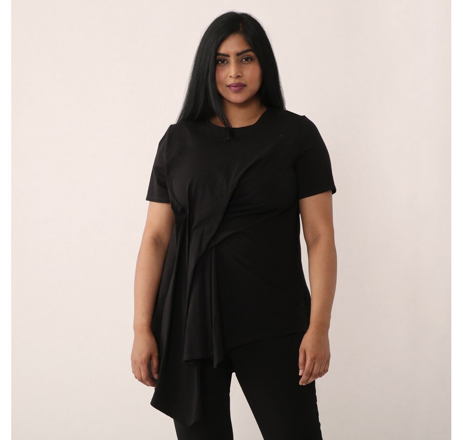 Image 486308_BLK.jpg, Product 486-308 / Price $9.33, Diane Gilman Drape Front Asymmetric Top from DG2 by Diane Gilman on TSC.ca's Clothing & Shoes department