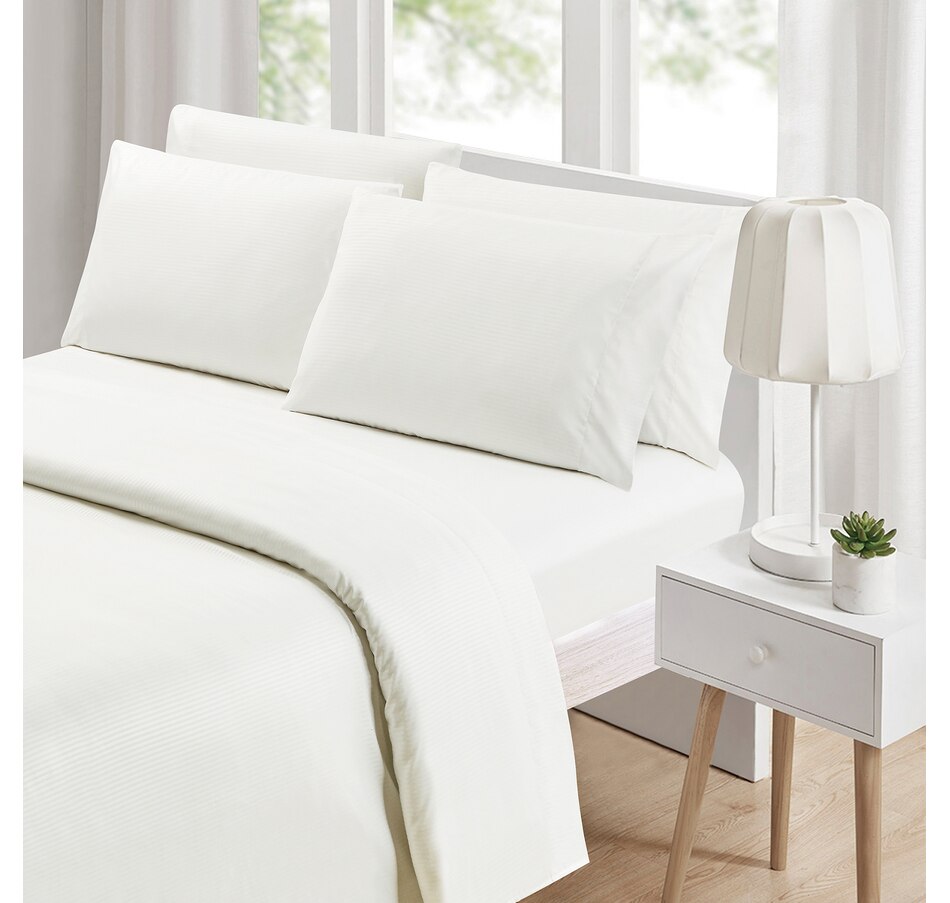 Image 486905_WHT.jpg , Product 486-905 / Price $29.88 , St. Clair Embossed Striped 6-Piece Sheet Set from St. Clair Bedding on TSC.ca's Home & Garden department