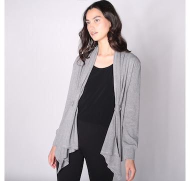 Red Coral Cascading Ruffle Open-Front Cardigan