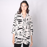 Red Coral Contrast Print Blouse
