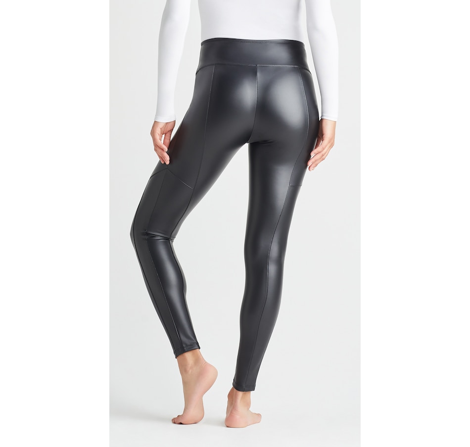 Yummie Faux Leather Shaping Leggings In Black