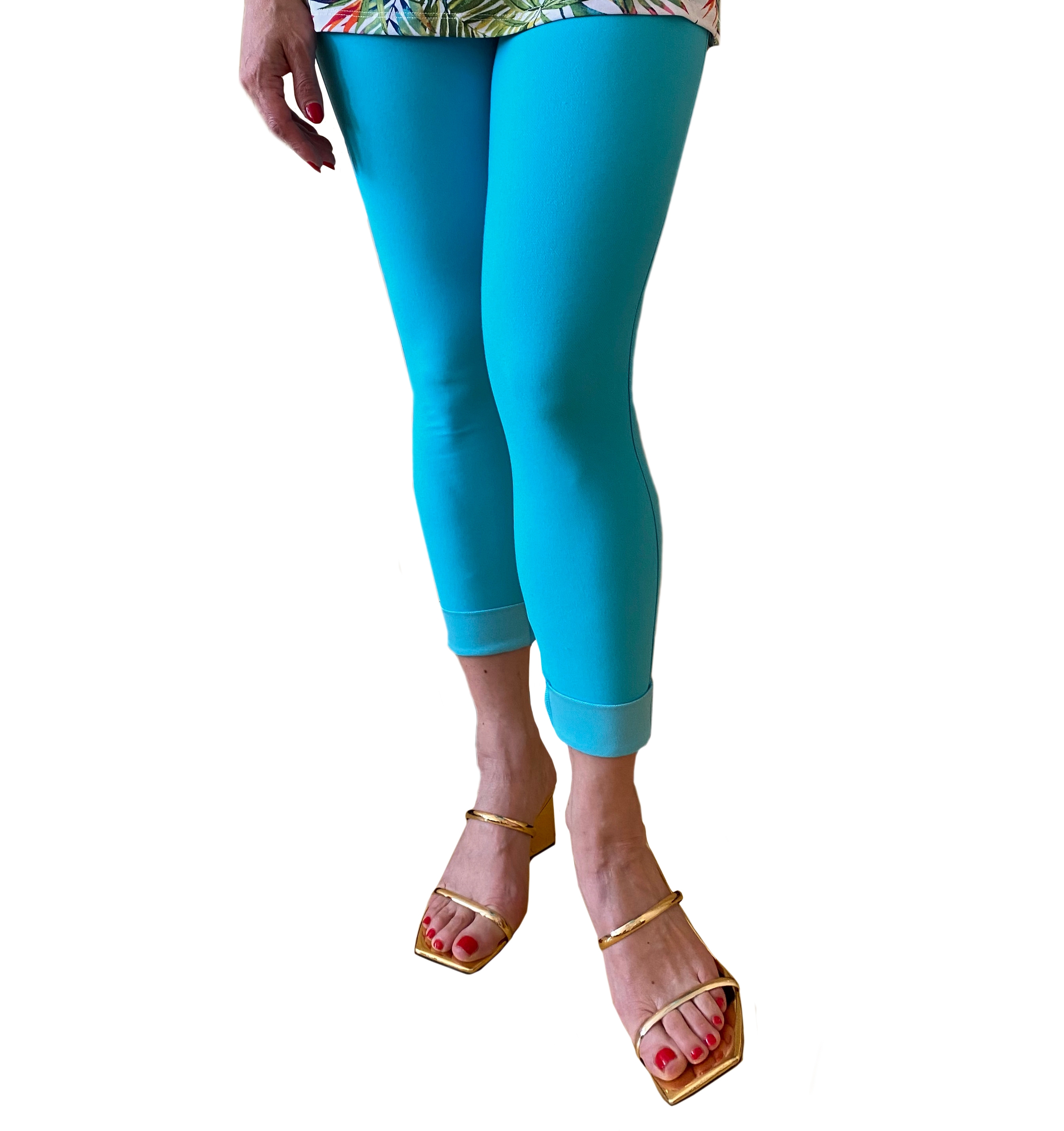 Kim \u0026 Co. Deluxe Denim Knit Legging with Turn Up \u0026 Top Stitch Details