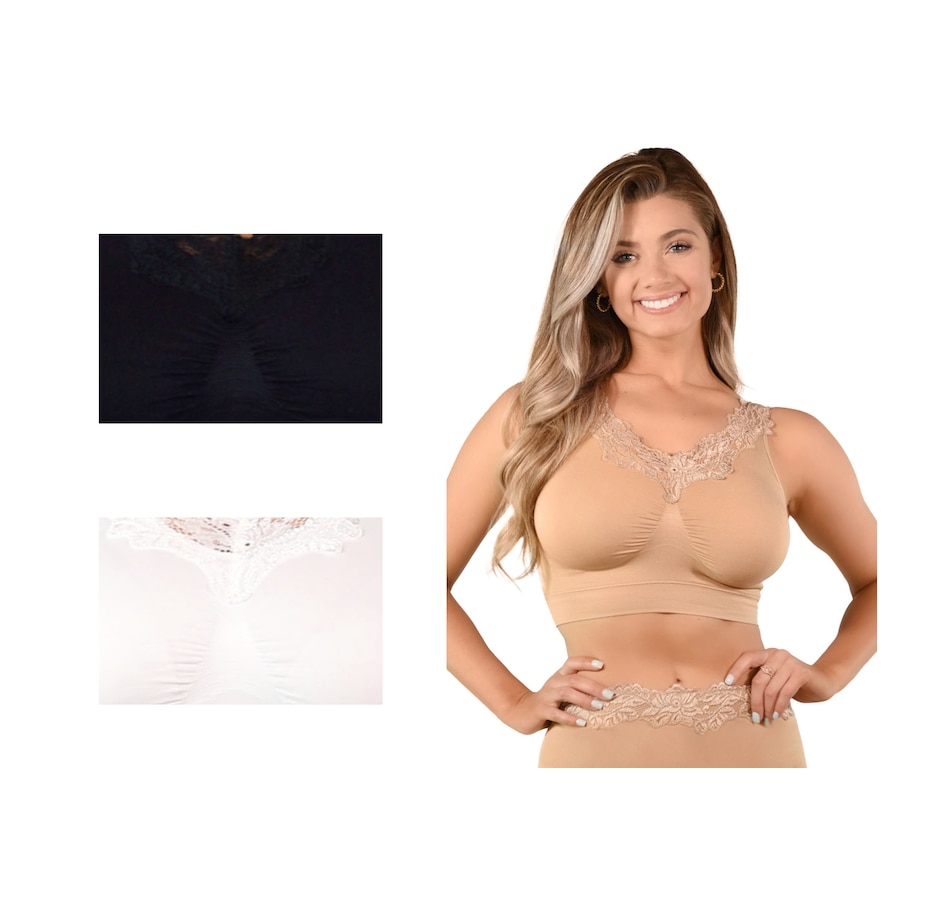 Rhonda shear 3pack ahh bra with lace neckline