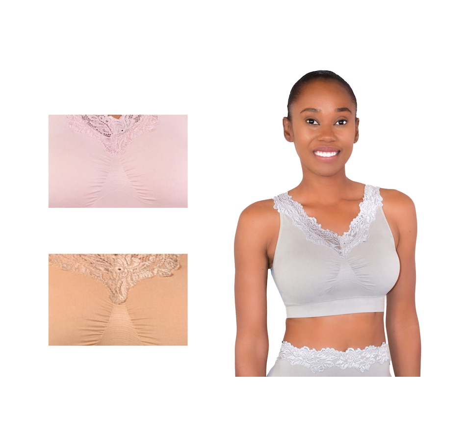 Clothing & Shoes - Socks & Underwear - Bras - Rhonda Shear 3-Pack Lace Trim  Ahh Bra - Online Shopping for Canadians