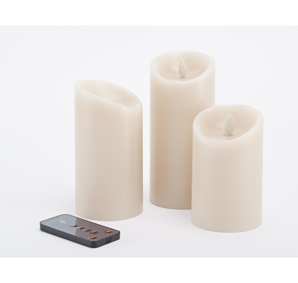Image 488225_IVR.jpg, Product 488-225 / Price $94.99, Luminara 3-Pack Flameless Pillar Candle Set with Remote from Luminara Candles on TSC.ca's Home & Garden department