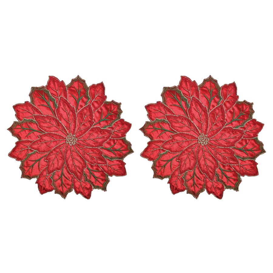 Image 488406_RED.jpg, Product 488-406 / Price $19.99, Mera Linens Poinsettia Placemats (Set of 2) from Mera Linens on TSC.ca's Kitchen department