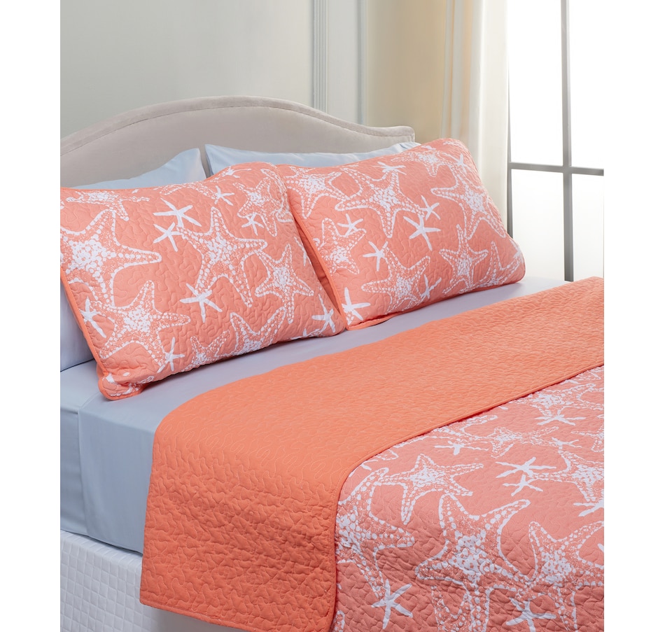 Image 489277.jpg , Product 489-277 / Price $39.88 - $64.88 , HomeSuite Coral Starfish 3-Piece Quilt Set from HomeSuite Collection on TSC.ca's Home & Garden department