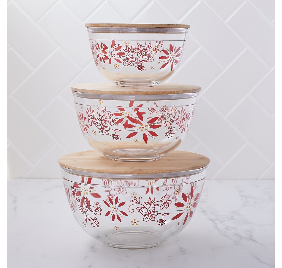 Temp-tations 3-Piece Glass Mixing Bowls with Bamboo Lids 