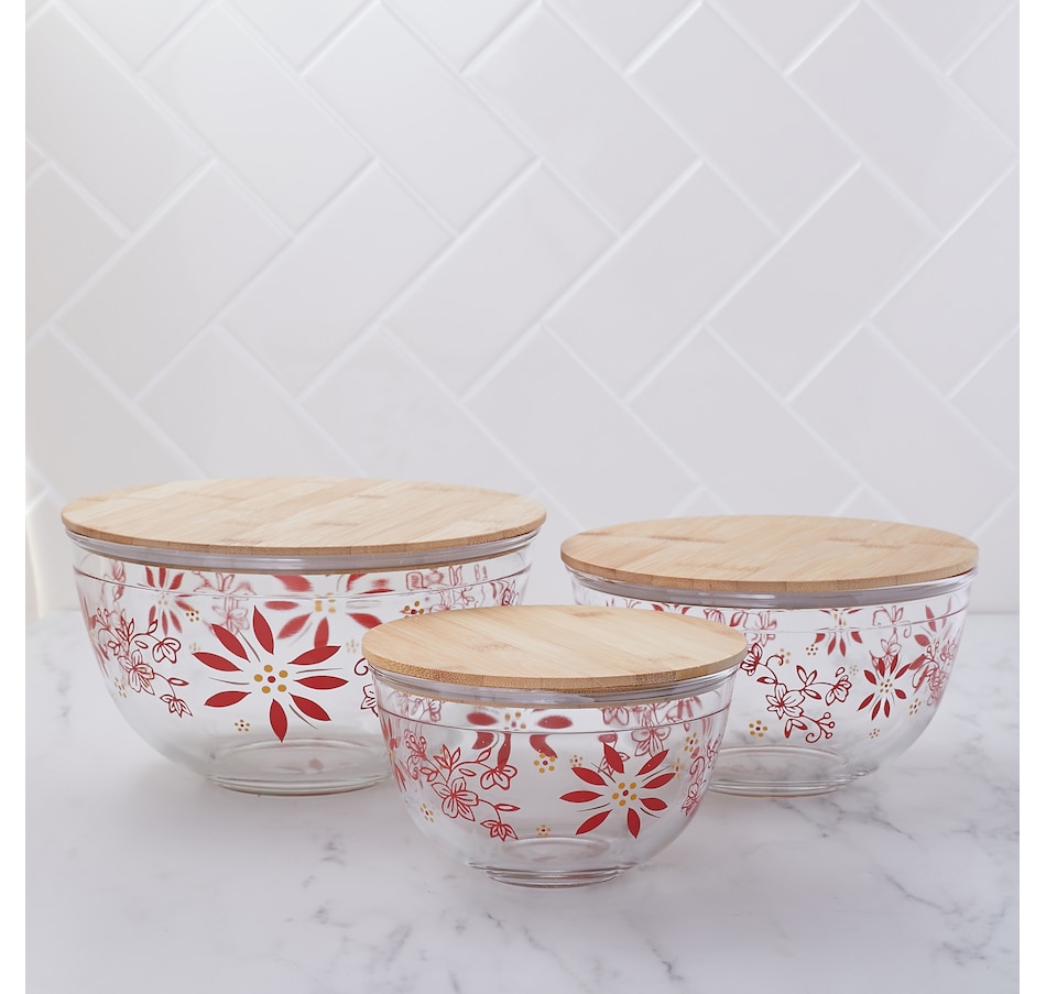 Temp-tations 3-Piece Glass Mixing Bowls with Bamboo Lids 