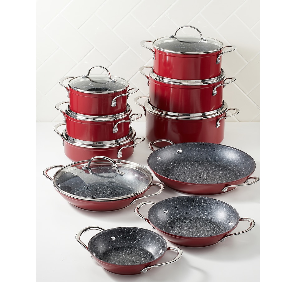 Curtis Stone 17-Piece Dura-Pan Nonstick Nesting Cookware Set- Grey