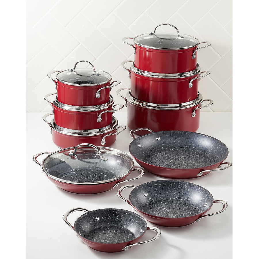 Image 489531_RED.jpg, Product 489-531 / Price $429.99, Curtis Stone Dura-Pan 17-Piece Cookware Set from Curtis Stone on TSC.ca's Kitchen department