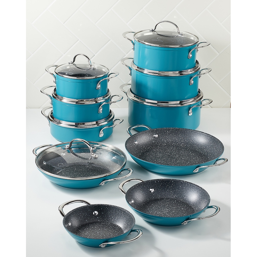 Image 489531_TRQ.jpg, Product 489-531 / Price $429.99, Curtis Stone Dura-Pan 17-Piece Cookware Set from Curtis Stone on TSC.ca's Kitchen department
