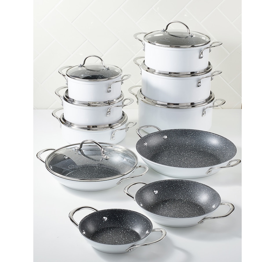 Curtis Stone 17-Piece Dura-Pan Nonstick Nesting Cookware Set- Grey