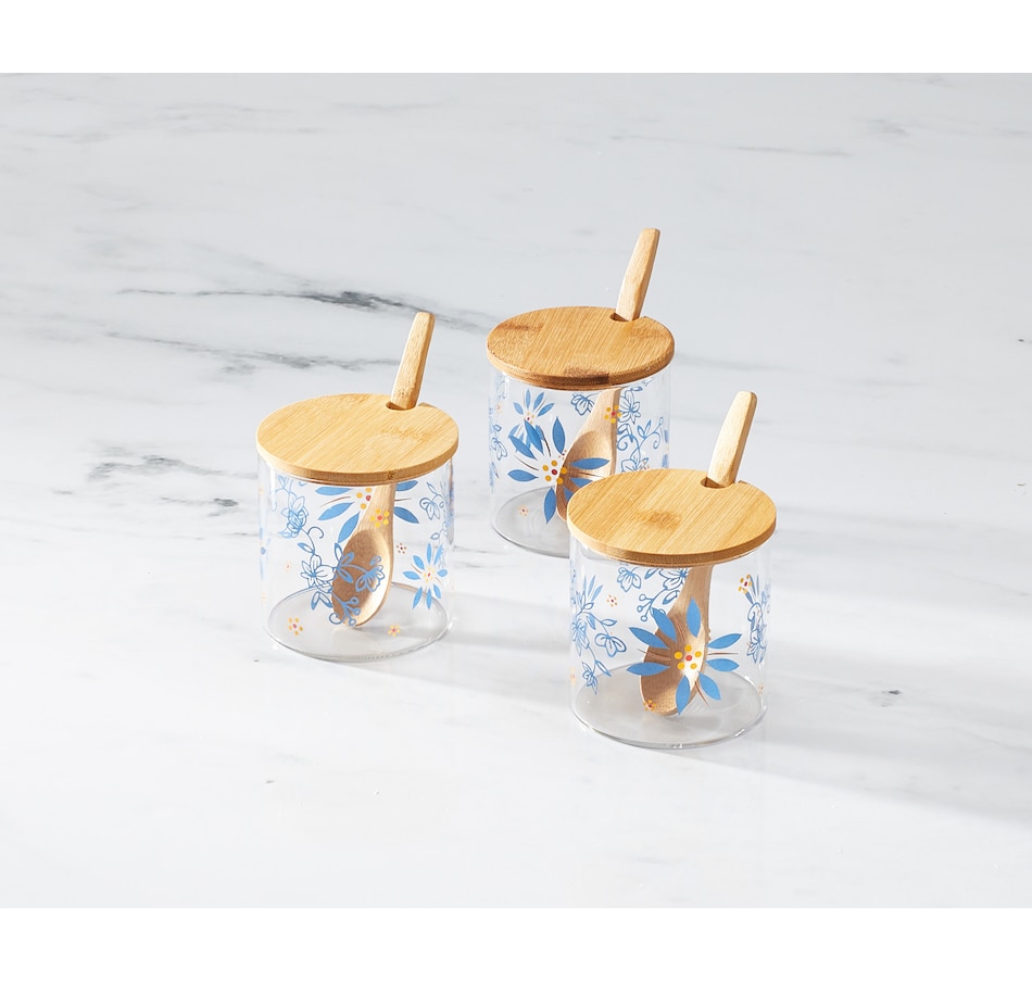 Image 489601_BLU.jpg, Product 489-601 / Price $14.88, temp-tations Set of 3 Glass Condiment Containers from temp-tations on TSC.ca's Kitchen department