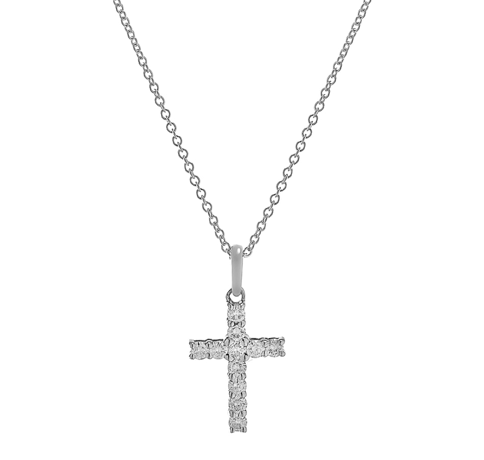Image 490044_WGL.jpg, Product 490-044 / Price $629.99, 14K Gold 0.25ctw Diamond Cross Pendant with Chain from Diamond Show on TSC.ca's Jewellery department