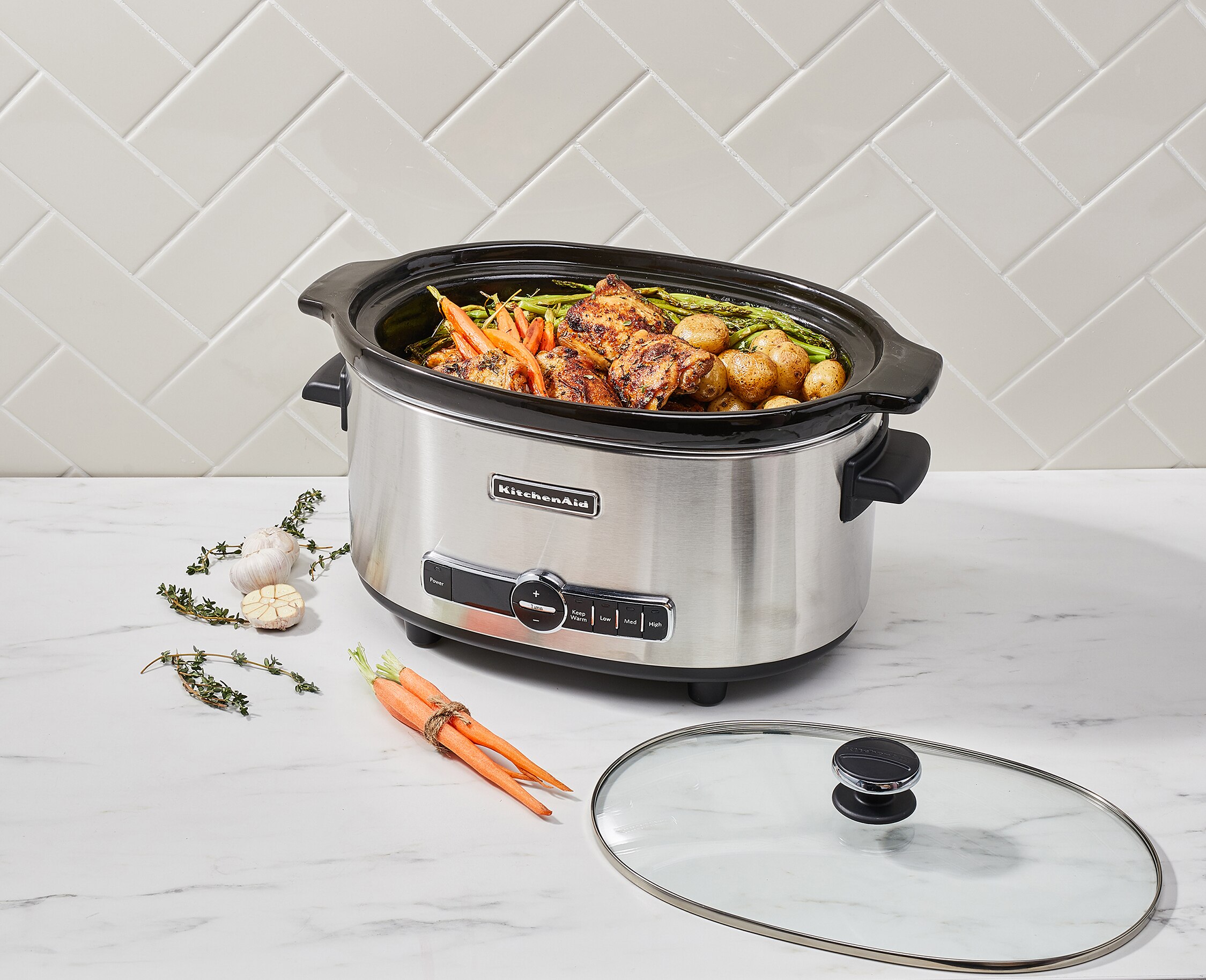 KitchenAid 6 Quart Slow Cooker with Solid Glass Lid