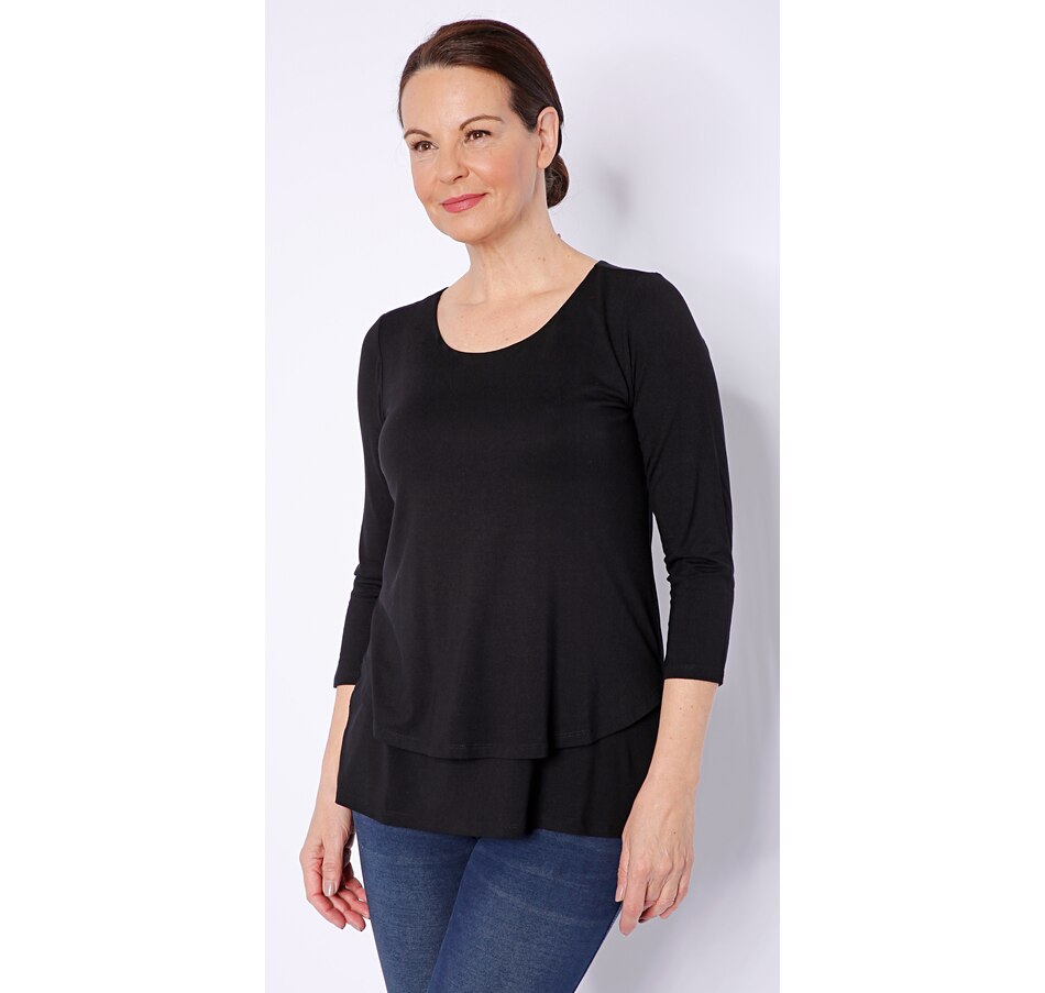 Image 490715_BLK.jpg, Product 490-715 / Price $24.33, Joan Rivers Classics Collection Double Layer Jersey Knit Top from Joan Rivers on TSC.ca's Fashion department