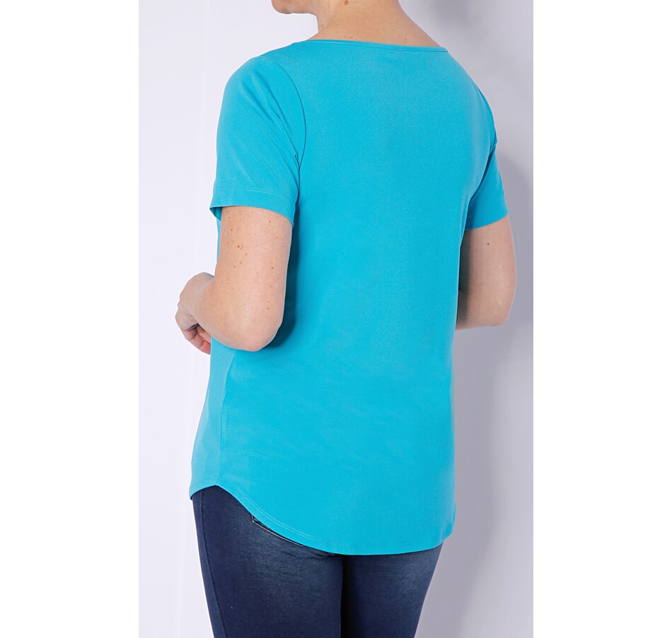 Image 490721_ALTMORE1.jpg, Product 490-721 / Price $19.33, Joan Rivers Classics Collection Short Sleeve Luxe Knit Top with Curved Hem from Joan Rivers on TSC.ca's Fashion department