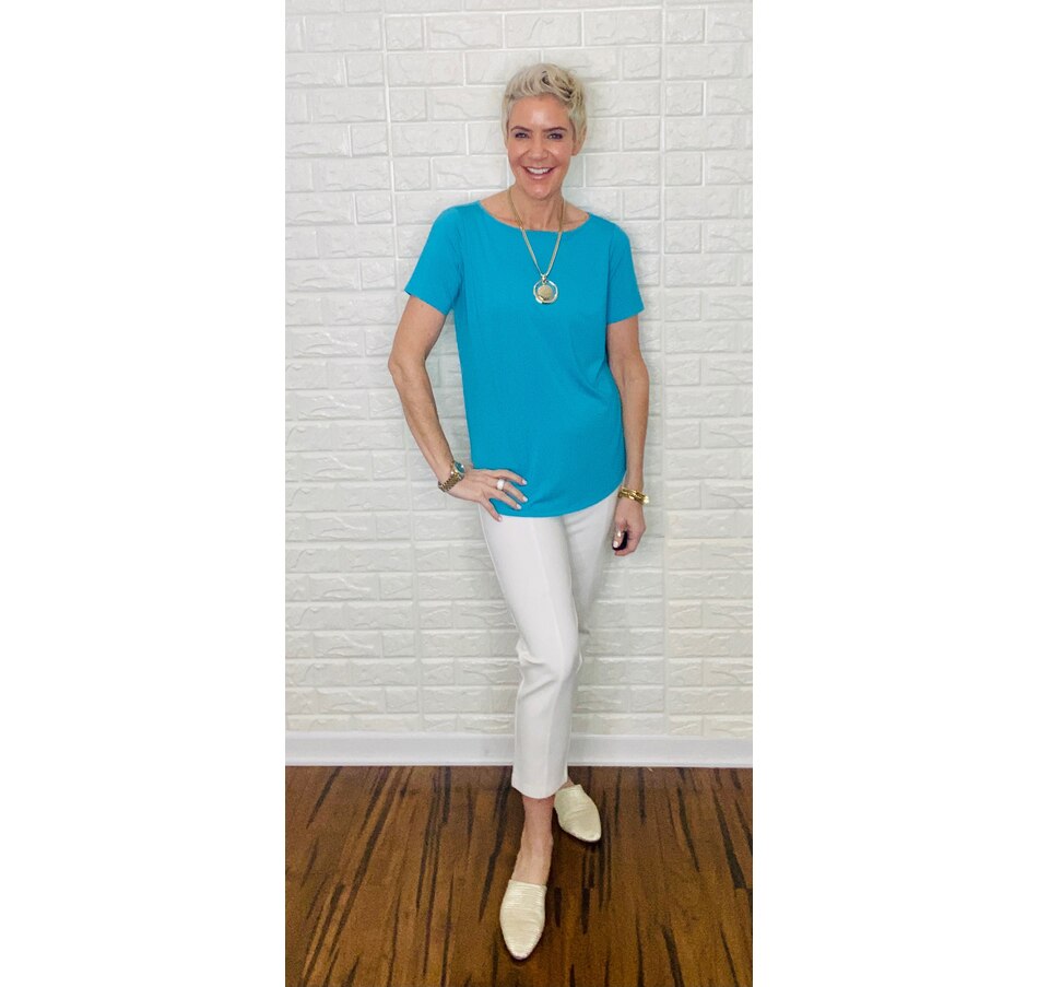 Image 490721_ALTMORE52.jpg, Product 490-721 / Price $19.33, Joan Rivers Classics Collection Short Sleeve Luxe Knit Top with Curved Hem from Joan Rivers on TSC.ca's Fashion department