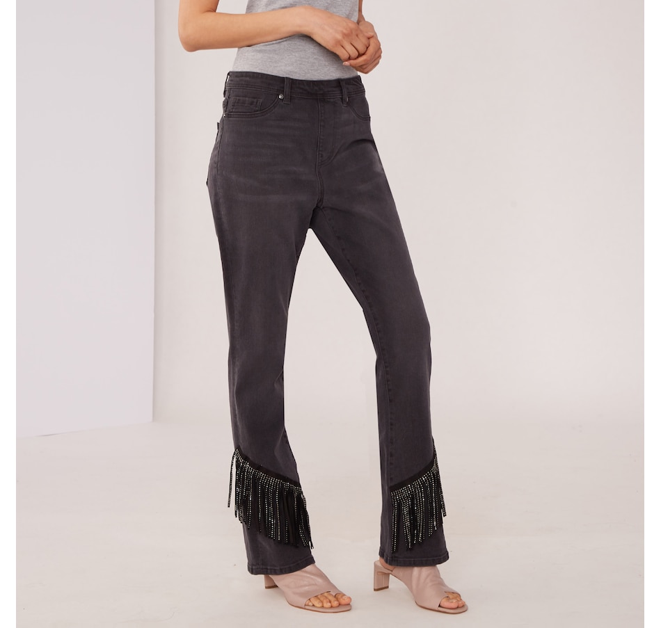 Image 490792_BLK.jpg, Product 490-792 / Price $29.33, Diane Gilman Studded Fringe Bootcut Jeans from DG2 by Diane Gilman on TSC.ca's Fashion department